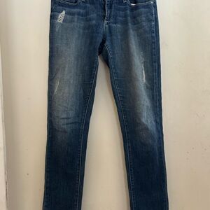 PAIGE Distressed Dark Blue Skinny Jeans